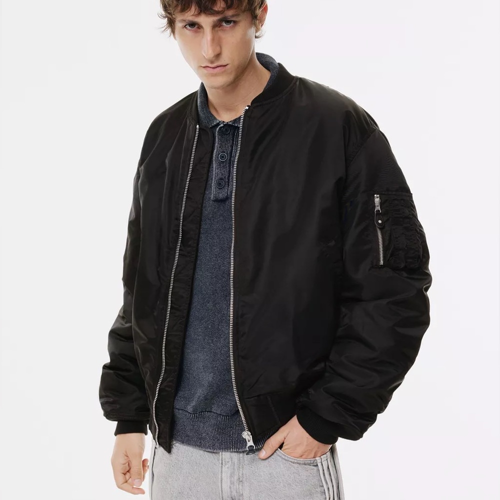 LABEL Men's Classic Black Bomber Jacket size‎ M C50